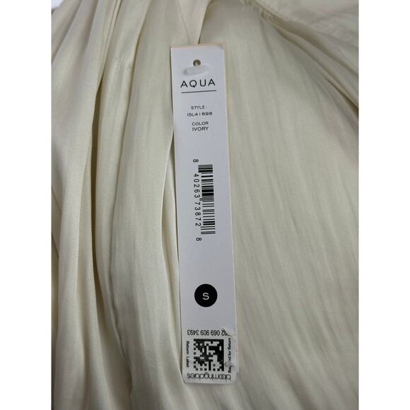 NWT Aqua Cream Ivory A-line Silky Satin Side Zipper Ruffled Maxi Skirt Size S - Picture 8 of 9